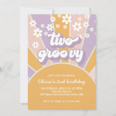 Retro Two Groovy Sunshine madeliefje paars Kaart (Voorkant)