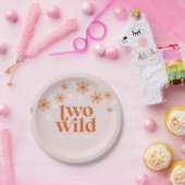 Retro Two Wild daisy boho Tweede verjaardag Papieren Bordje (Feest)