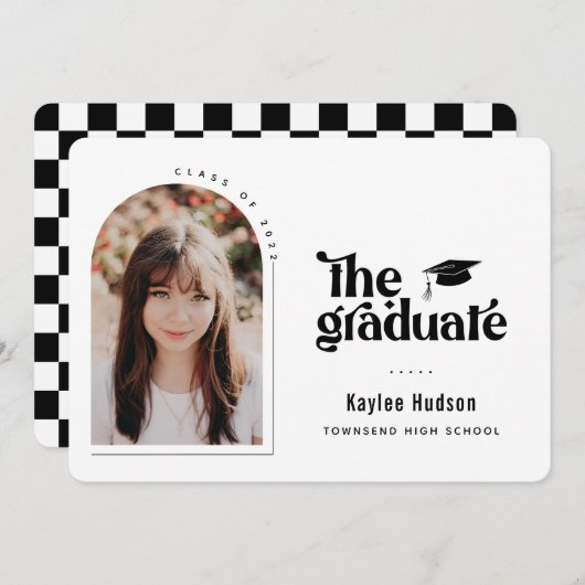 Retro Type Afstuderen Foto Aankondiging (Voorkant / Achterkant)