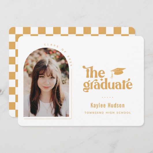 Retro Type Afstuderen Foto Aankondiging (Voorkant / Achterkant)