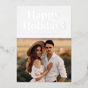 Retro Type foto Silver Folie Feestdagenkaart