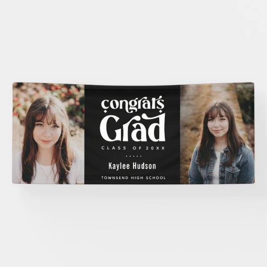 Retro Type Graduation Party fotobanner Spandoek (Horizontaal)