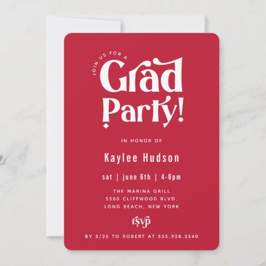 Retro Type Graduation Party Invitation (Devant)