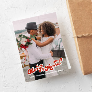 Retro Type "Merry & Married" Carte photo complet