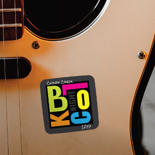 Retro Type Muziekfestival Avond Blokfeest Vierkante Sticker