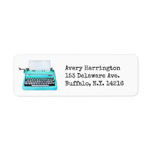 Retro Type writer  60s Kute Return Address Etiket