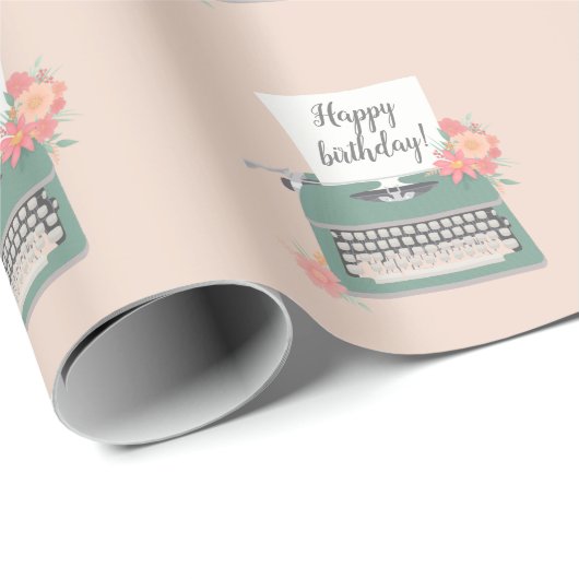 Retro  typemachine & bloemen & aangepast papier (Rol Hoek)