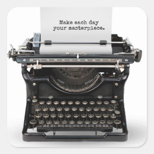 retro typemachine met Inspirerend quote Vierkante Sticker