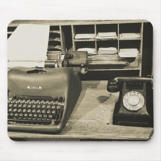 Retro Typewriter en Telefoon Muismat (Voorkant)