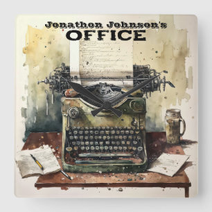 Retro Typewriter wandklok Vierkante Klok