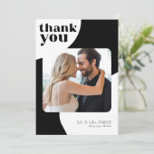 Retro typografie 6 fotocollage moderne bruiloft bedankkaart (Staand voorkant)