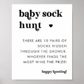 Retro Typografie Baby Sock Hunt Baby shower Teken Poster (Voorkant)