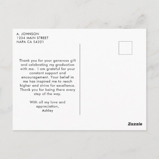 Retro typografie Bedankt Afstudeerfoto Briefkaart (Achterkant)