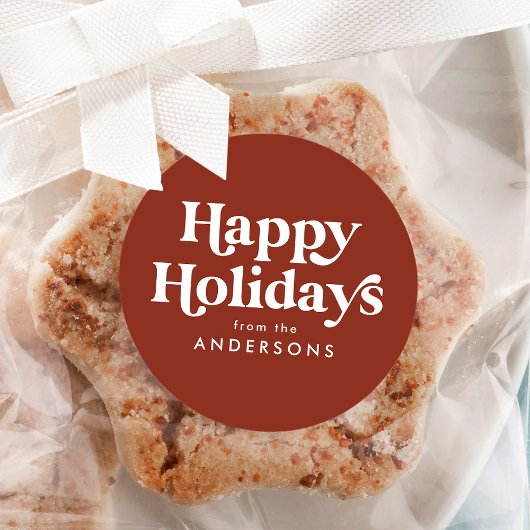 Retro typografie bruine fijne feestdagen ronde sticker