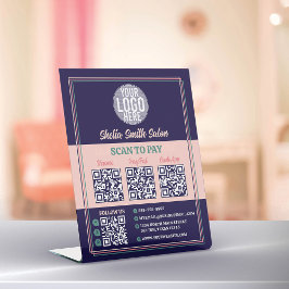 Retro Typografie Cool Business Cashless Scan Betal Reclamebord Met Voetstuk