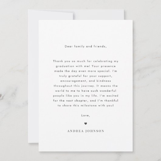 Retro Typografie Custom Photo Afstuderen Bedankkaart (Achterkant)