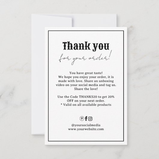 Retro typografie Dank u korting Kaart (Voorkant)