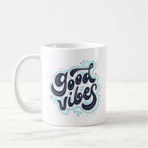 Retro Typografie 'Good Vibes' Koffiemok