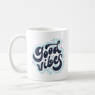 Retro Typografie 'Good Vibes' Koffiemok
