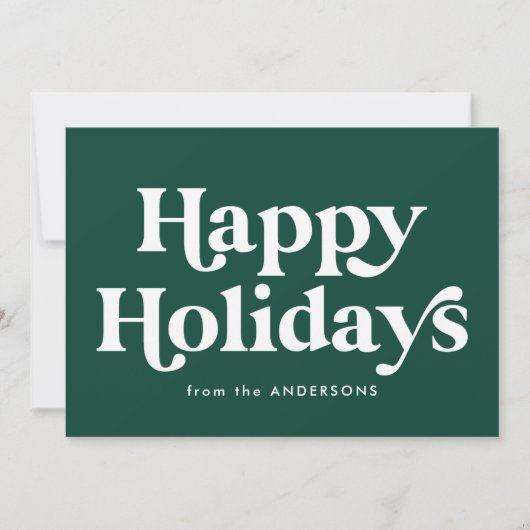Retro Typografie Green Prettige feestdagen Non-Pho Feestdagenkaart (Voorkant)