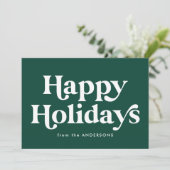 Retro Typografie Green Prettige feestdagen Non-Pho Feestdagenkaart (Staand voorkant)