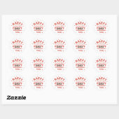 Retro Typografie Happy Valentine's Day Family Name Ronde Sticker (Vel)