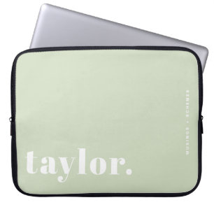 Retro Typografie Mint Groen Gepersonaliseerd Laptop Sleeve