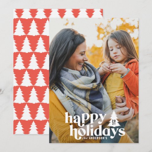 Retro typografie modern 1 foto vakantie Kerstmis Feestdagenkaart (Voorkant / Achterkant)