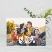 Retro typografie moderne foto vakantie kerst feestdagenkaart (Staand voorkant)