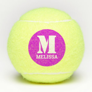 Retro Typografie Monogram Initiaal Naam Roze Tennisballen