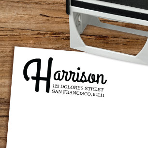 Retro Typografie Return Address Self-Inking Stamp Zelfinktende Stempel