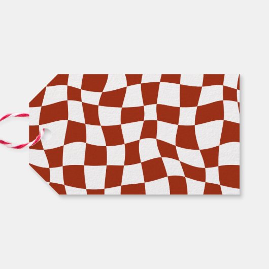 Retro Typografie Rood & Goud Groovy Vrolijk Kerstf Cadeaulabel (Achterkant Horizontaal)