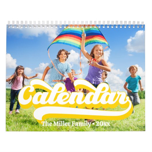 Retro typografie stijl tekst, bewerkbare aangepast kalender (Hoes)