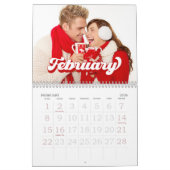 Retro typografie stijl tekst, bewerkbare aangepast kalender (Feb 2026)