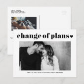 Retro Typografie Verandering van plannen Fotohuwel Aankondigingskaart (Voorkant / Achterkant)