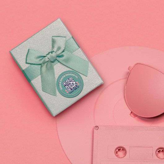 Retro Typografie Zakelijk Sociale Media QR Code Ronde Sticker