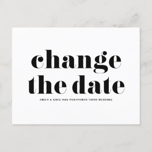 Retro Typografie Zwart Verander de Datum Trouwen Aankondigingskaart