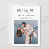 Retro Typografie Zwart-wit Bruiloft Save The Date (Voorkant)