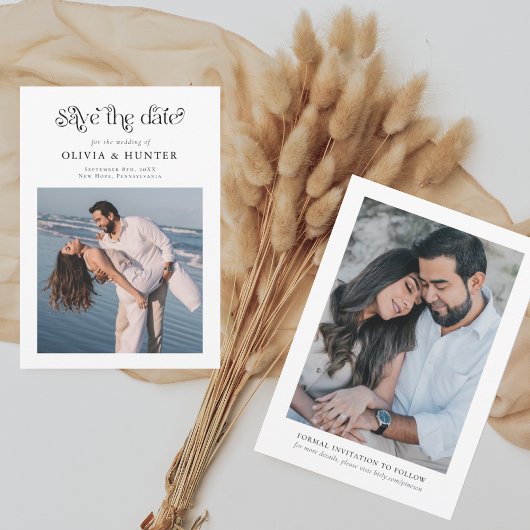 Retro Typografie Zwart-wit Bruiloft Save The Date