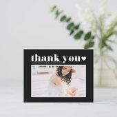Retro typografie Zwarte Afstudeer Dank Je Briefkaart (Staand voorkant)
