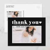 Retro typografie Zwarte Afstudeer Dank Je Briefkaart (Voorkant / Achterkant)