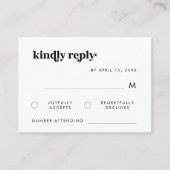 Retro Typographie Noir et Blanc Mariage Carte RSVP (Devant)
