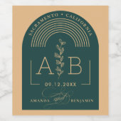Retro Typography Arch Lijst Wedding Wijn Etiket (Enkel label)