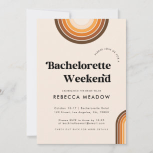 Retro Typography Boho Rainbow Bachelorette Party Kaart