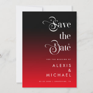 Retro Typography Minimal Red Black Ombre Romantic Save The Date