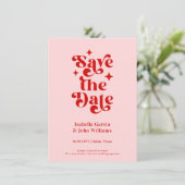 Retro Typography Wedding Save The Date Aankondiging (Staand voorkant)