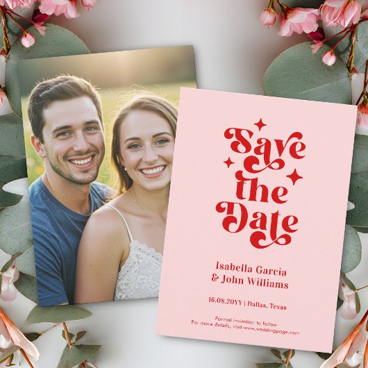 Retro Typography Wedding Save The Date Aankondiging