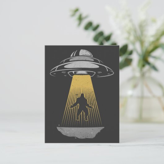 Retro UFO Alien Abduction Bigfoot ruimteschip Briefkaart (Staand voorkant)