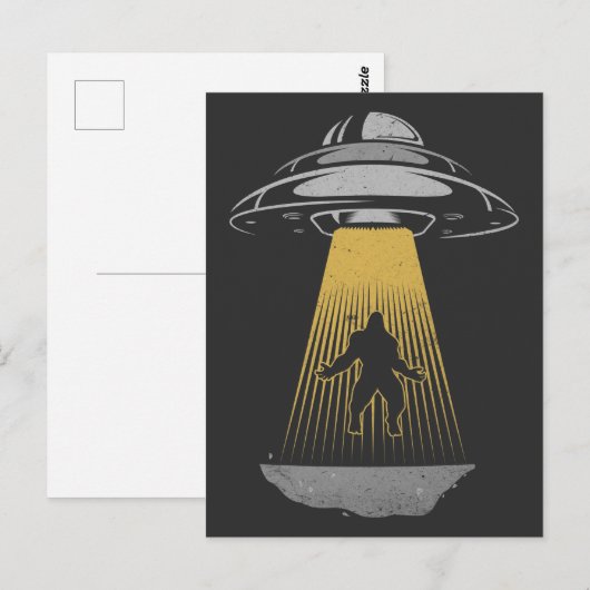 Retro UFO Alien Abduction Bigfoot ruimteschip Briefkaart (Voorkant / Achterkant)