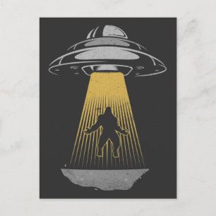 Retro UFO Alien Abduction Bigfoot ruimteschip Briefkaart